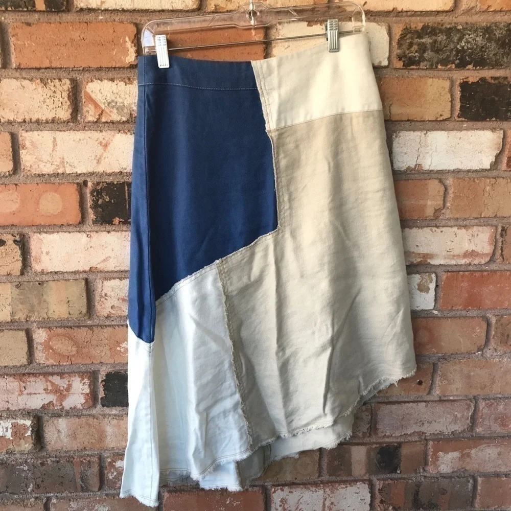 Anthropologie Holding Horses Patchwork Raw Hem Skirt